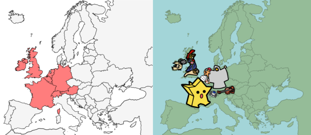 西ヨーロッパ 覚え方 地図 イラスト