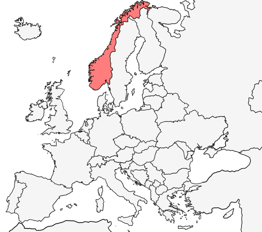 ヨーロッパ 白地図 ノルウェー