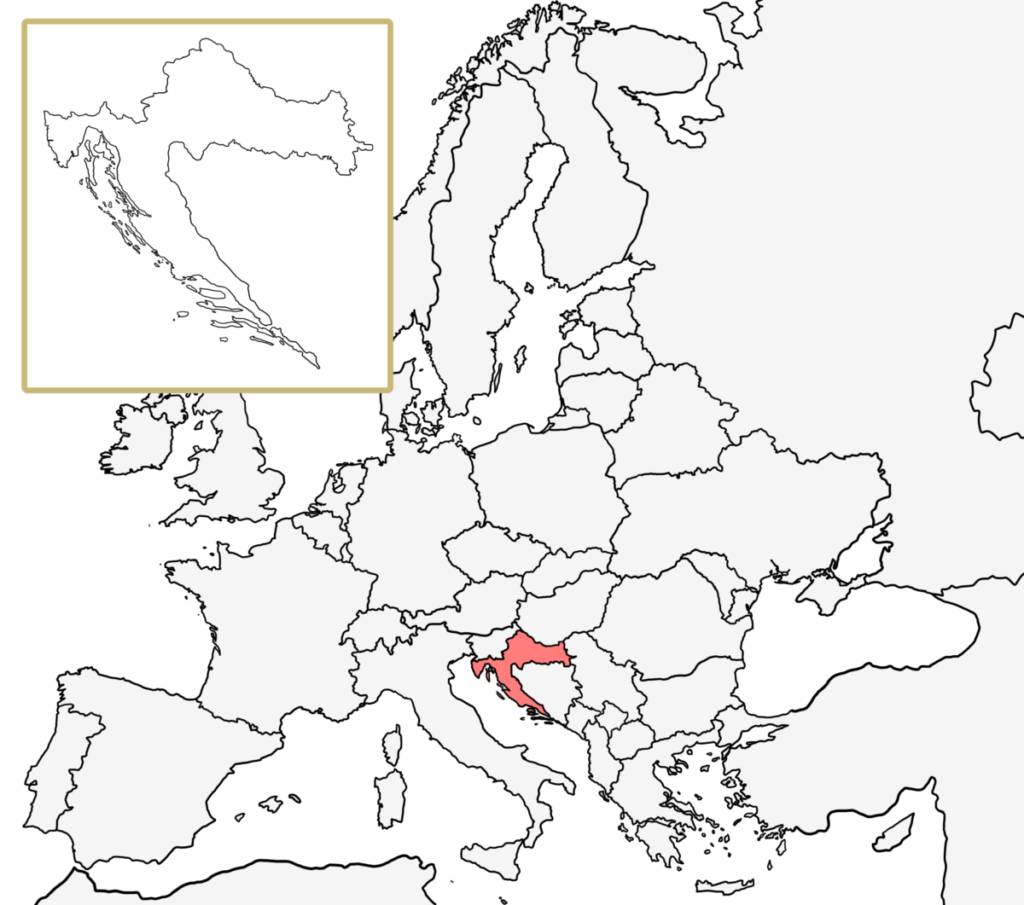 ヨーロッパ 白地図 クロアチア