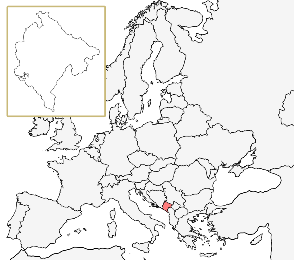 ヨーロッパ 白地図 モンテネグロ