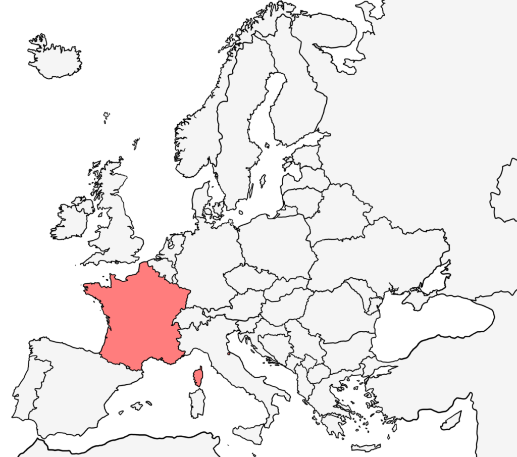 ヨーロッパ 白地図 フランス