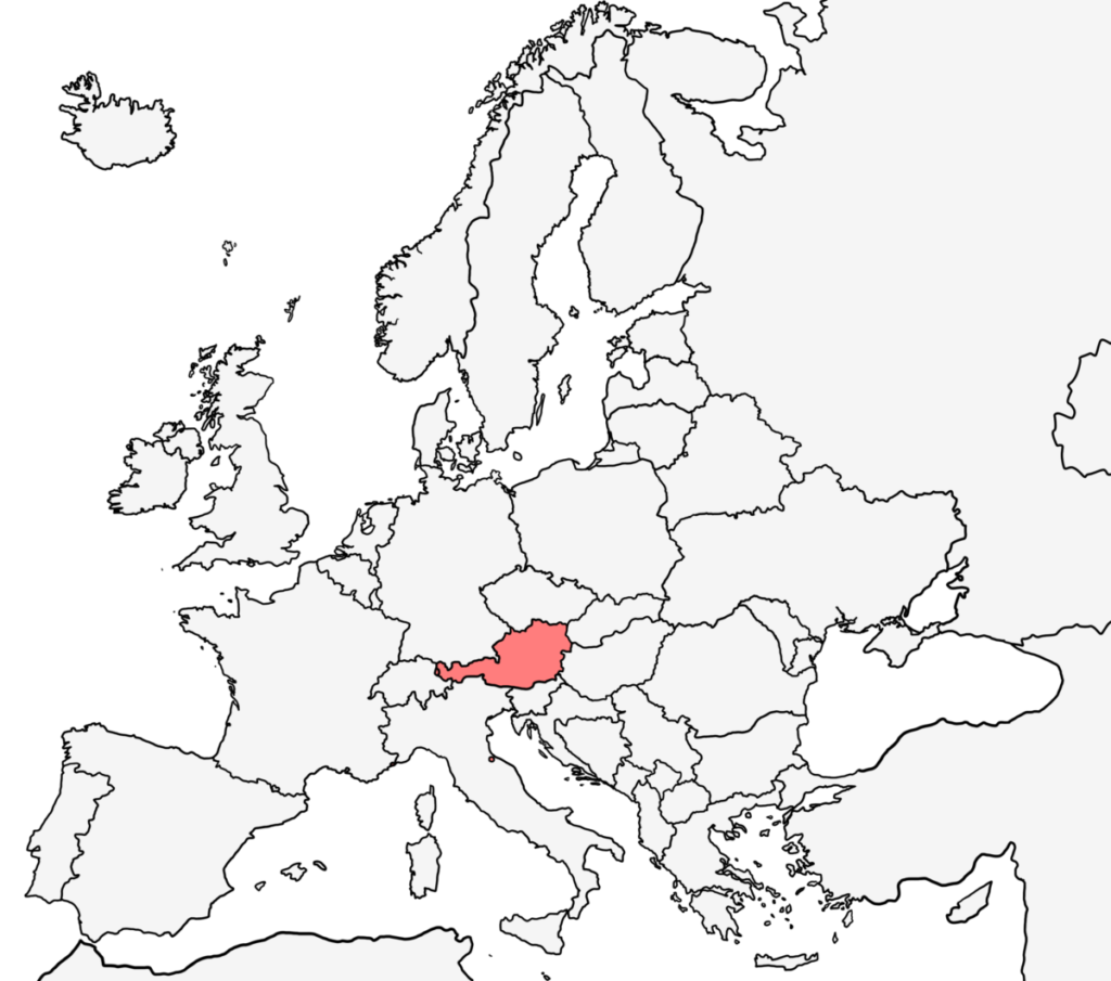 ヨーロッパ 白地図 オーストリア