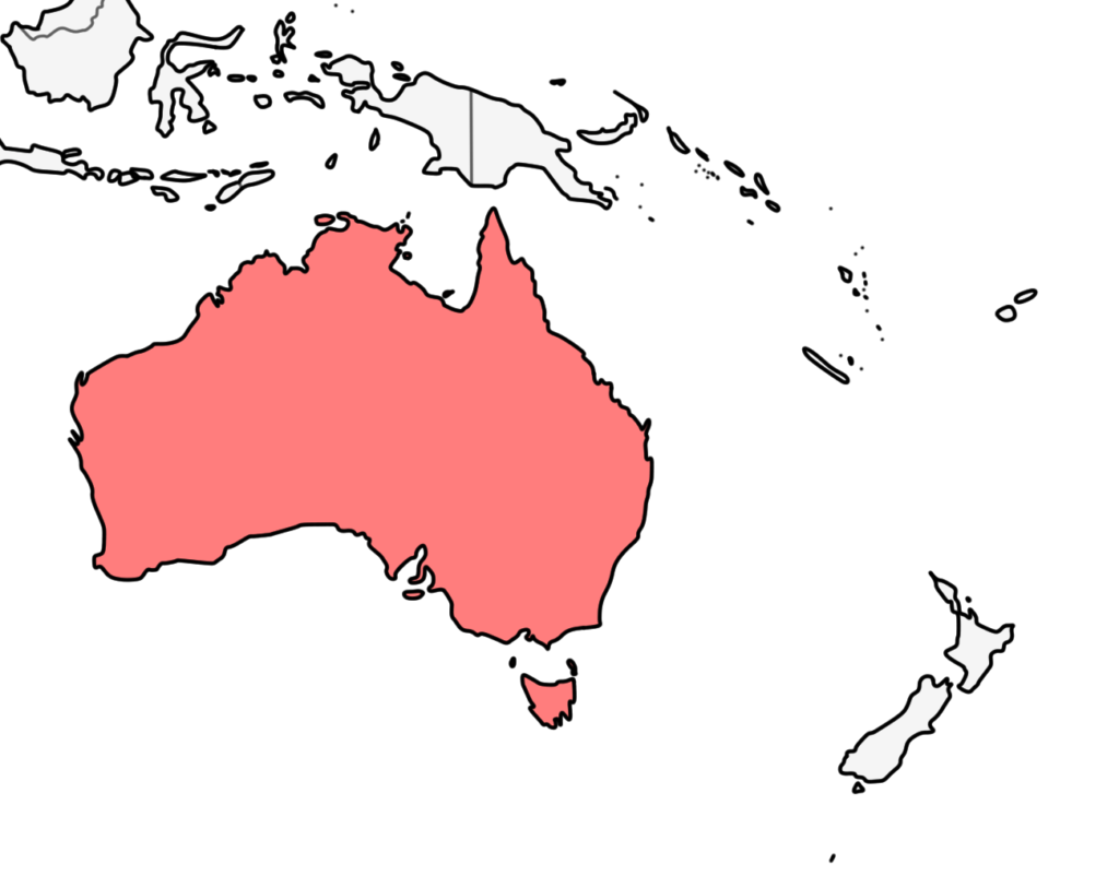 オセアニア オーストラリア 白地図