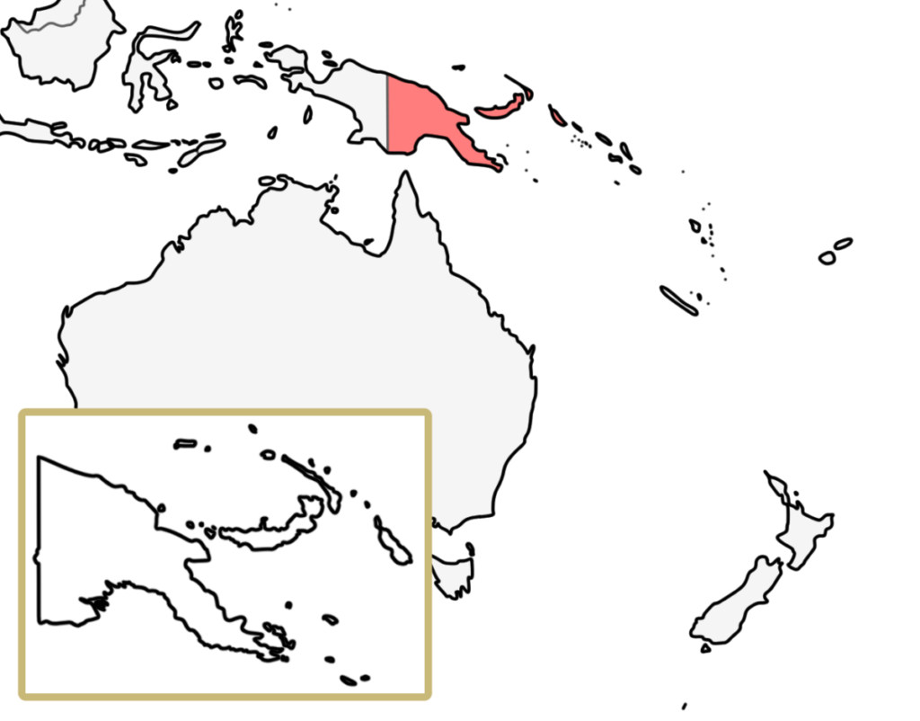 パプアニューギニア ニュージーランド 白地図